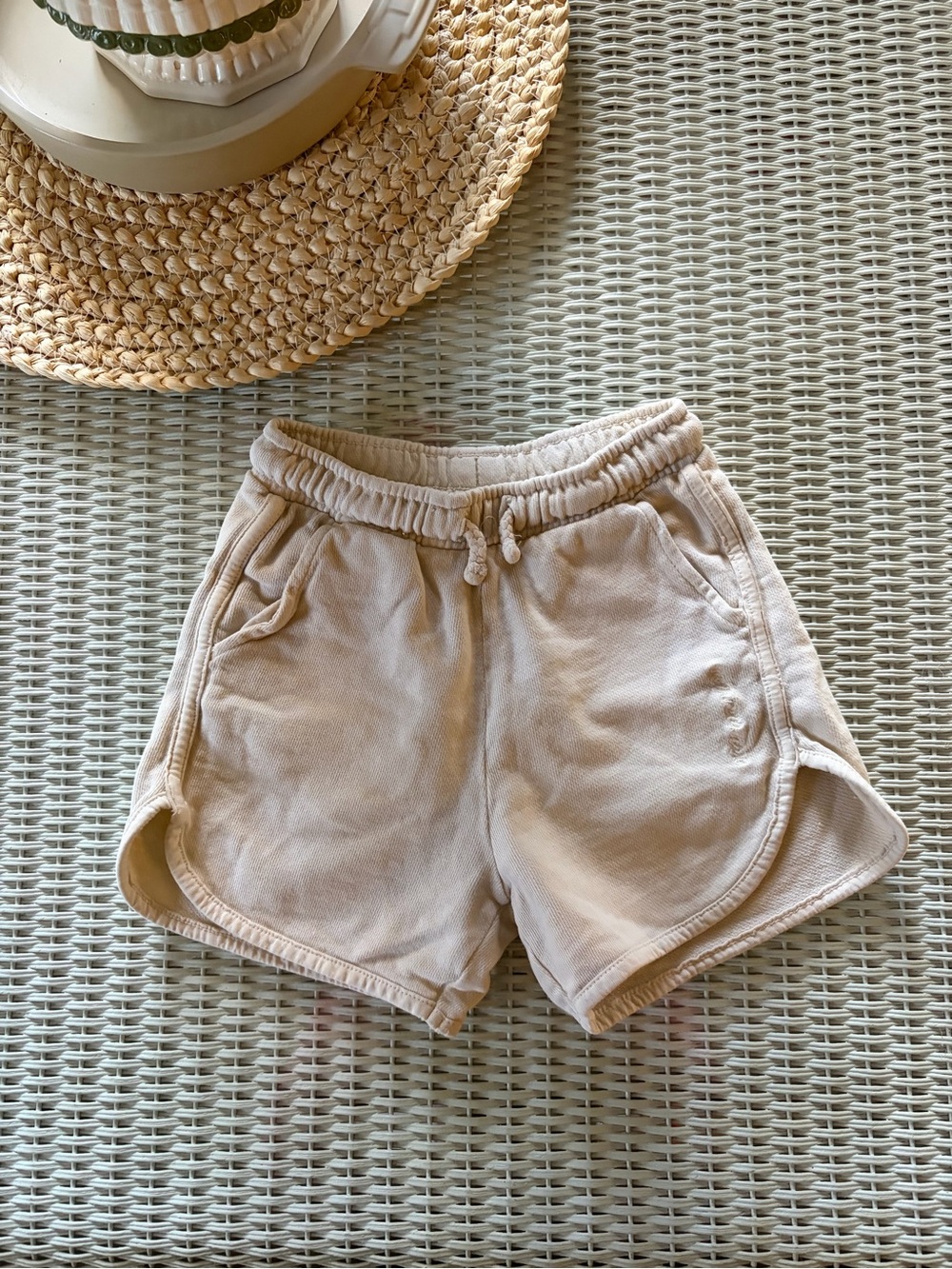 Zara Kids Cream Drawstring Casual Shorts